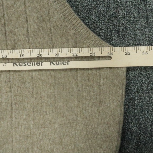 VINTAGE Polo Ralph Lauren Sweater Mens Extra Large Brown Lambs Wool V‎ Neck Vest - Picture 5 of 7
